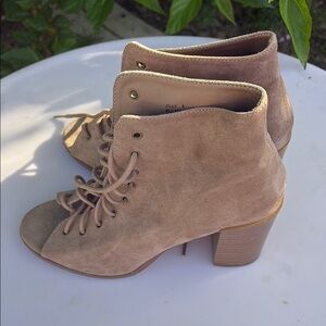 Charlotte Russe Tan Ankle Booties with Lace-Up Detail